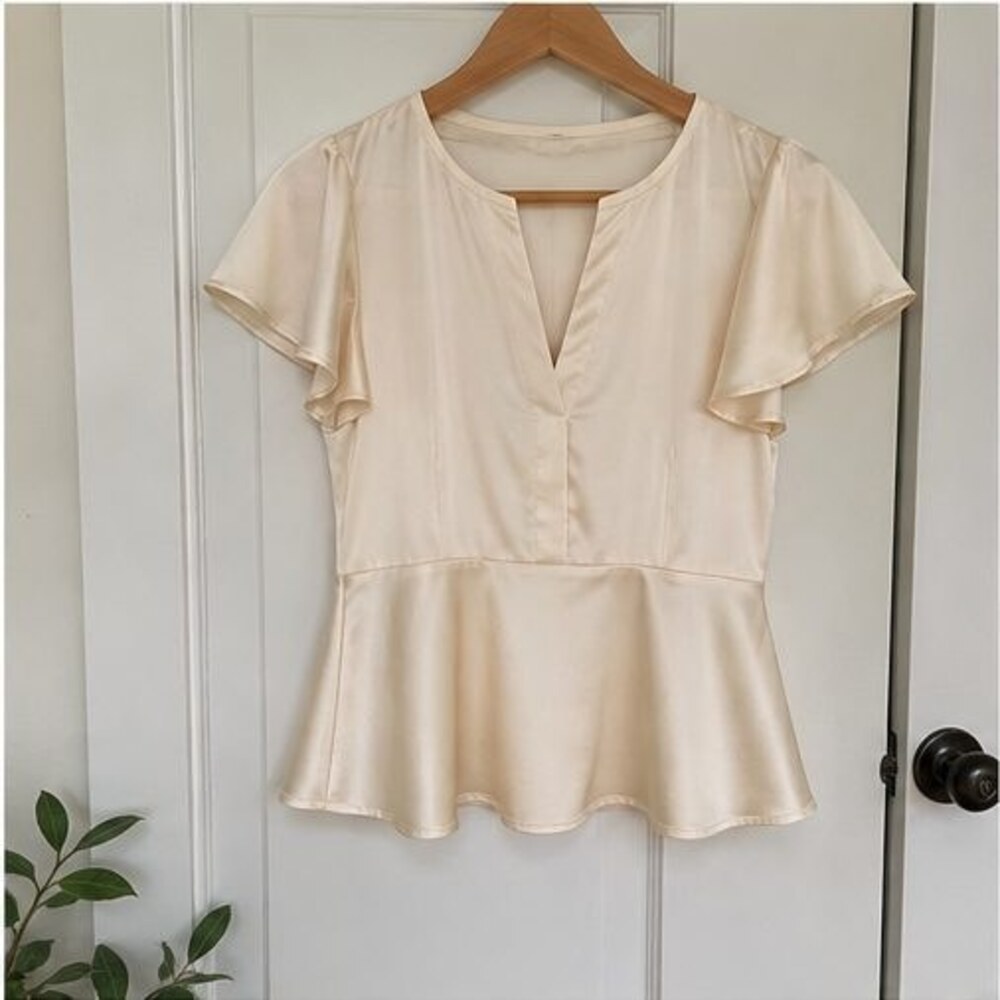Cream Peplum Top